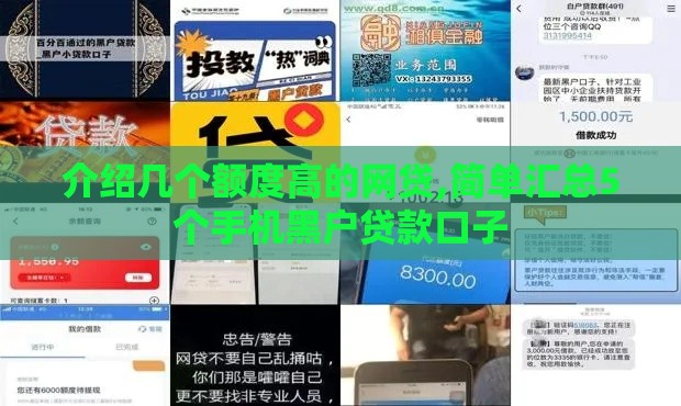 介绍几个额度高的网贷,简单汇总5个手机黑户贷款口子