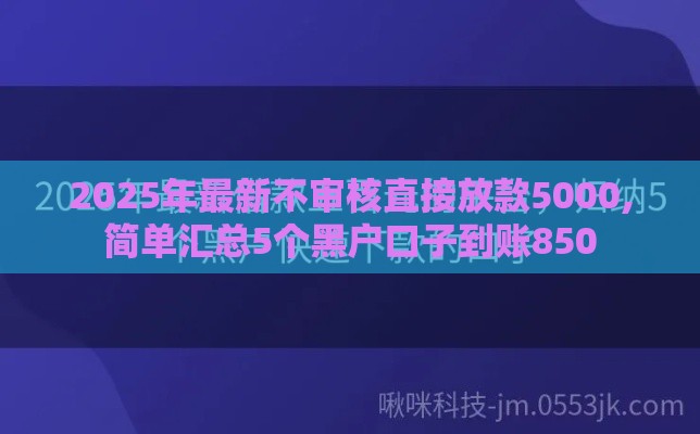2025年最新不审核直接放款5000,简单汇总5个黑户口子到账850