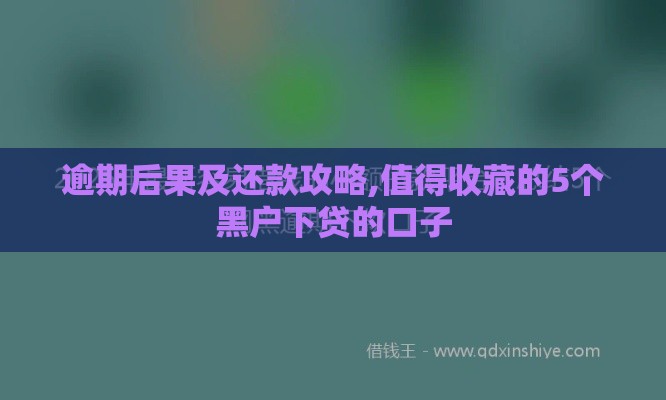 逾期后果及还款攻略,值得收藏的5个黑户下贷的口子