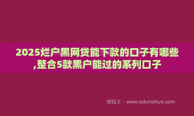 2025烂户黑网贷能下款的口子有哪些,整合5款黑户能过的系列口子