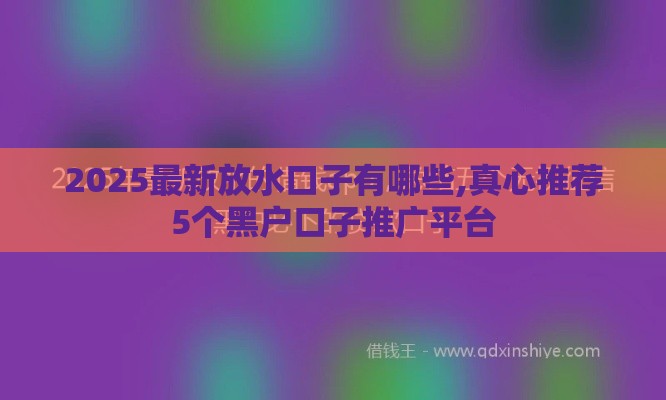 2025最新放水口子有哪些,真心推荐5个黑户口子推广平台