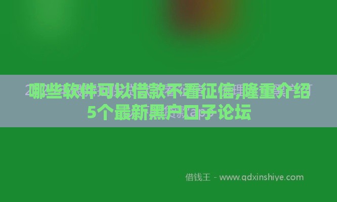 哪些软件可以借款不看征信,隆重介绍5个最新黑户口子论坛