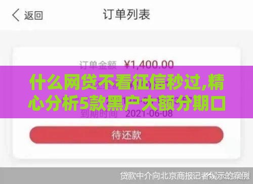 什么网贷不看征信秒过,精心分析5款黑户大额分期口子