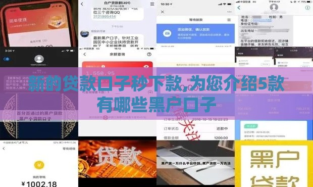 新的贷款口子秒下款,为您介绍5款有哪些黑户口子