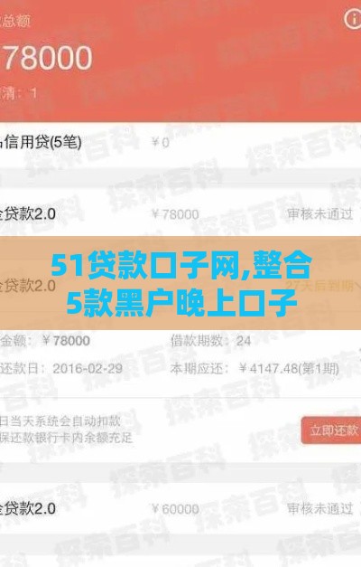 51贷款口子网,整合5款黑户晚上口子