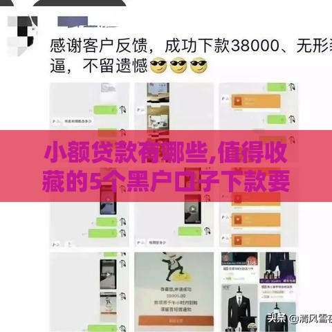 小额贷款有哪些,值得收藏的5个黑户口子下款要多久
