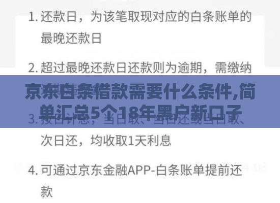 京东白条借款需要什么条件,简单汇总5个18年黑户新口子