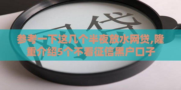 参考一下这几个半夜放水网贷,隆重介绍5个不看征信黑户口子