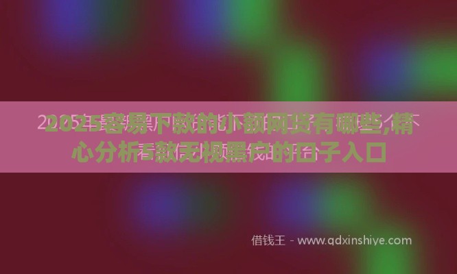 2025容易下款的小额网贷有哪些,精心分析5款无视黑户的口子入口