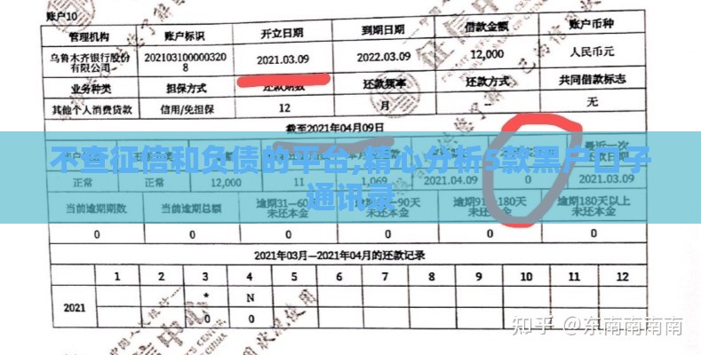 不查征信和负债的平台,精心分析5款黑户口子通讯录