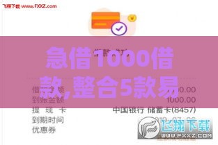 急借1000借款,整合5款易下款的新口子黑户