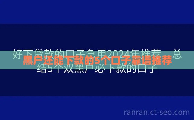 黑户还能下款的5个口子靠谱推荐