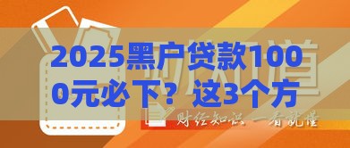 2025黑户贷款1000元必下？这3个方案或许能帮到你
