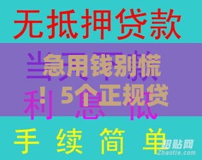 急用钱别慌！5个正规贷款渠道手把手教你找
