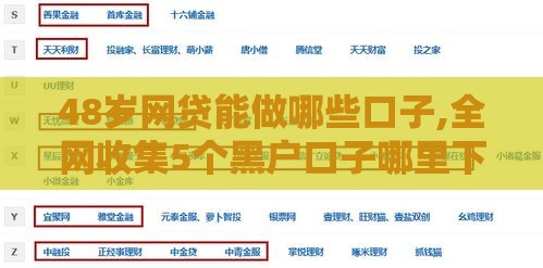 48岁网贷能做哪些口子,全网收集5个黑户口子哪里下载