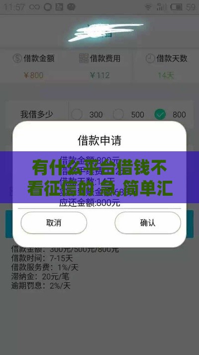 有什么平台借钱不看征信的 急,简单汇总5个无视黑户的贷款口子