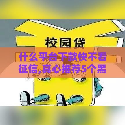 什么平台下款快不看征信,真心推荐5个黑户网贷大额口子