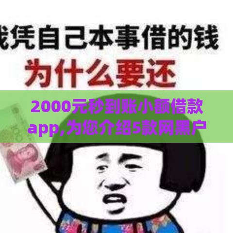 2000元秒到账小额借款app,为您介绍5款网黑户分期贷款口子