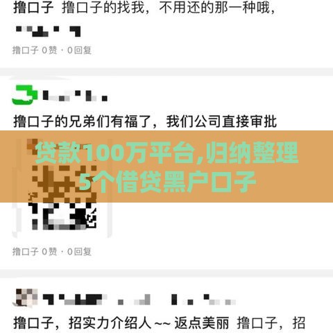 贷款100万平台,归纳整理5个借贷黑户口子