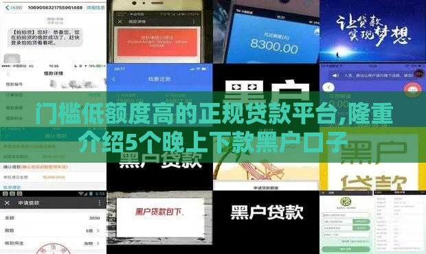 门槛低额度高的正规贷款平台,隆重介绍5个晚上下款黑户口子