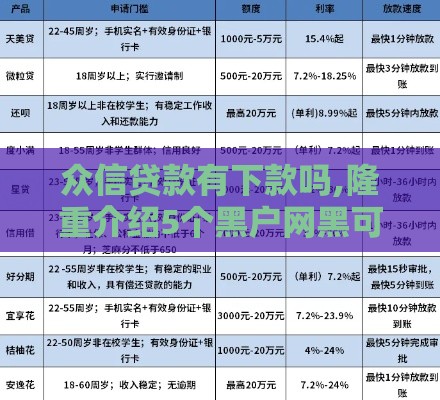 众信贷款有下款吗,隆重介绍5个黑户网黑可下款口子