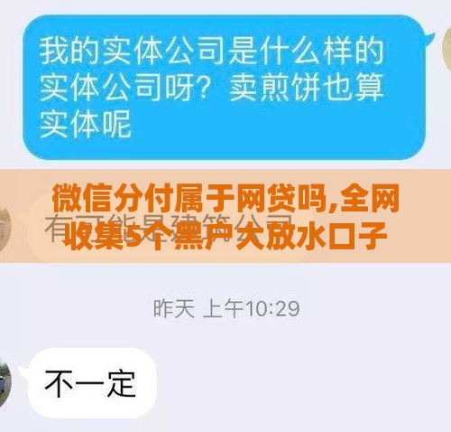 微信分付属于网贷吗,全网收集5个黑户大放水口子