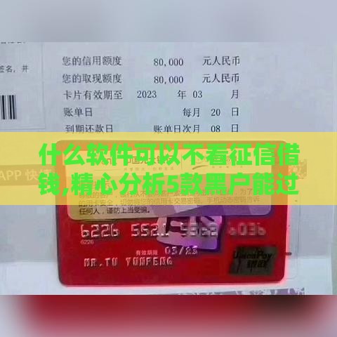 什么软件可以不看征信借钱,精心分析5款黑户能过的大口子
