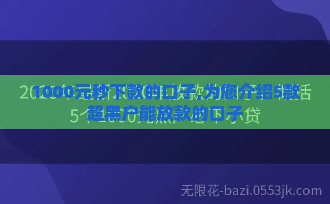 1000元秒下款的口子,为您介绍5款超黑户能放款的口子