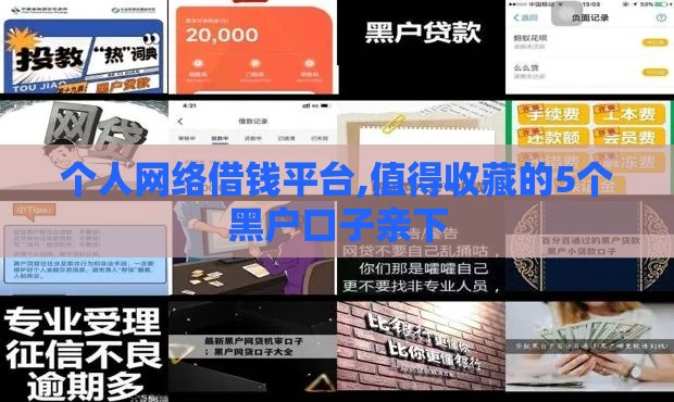 个人网络借钱平台,值得收藏的5个黑户口子亲下