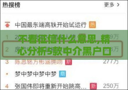 不看征信什么意思,精心分析5款中介黑户口子