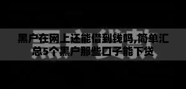 黑户在网上还能借到钱吗,简单汇总5个黑户那些口子能下贷