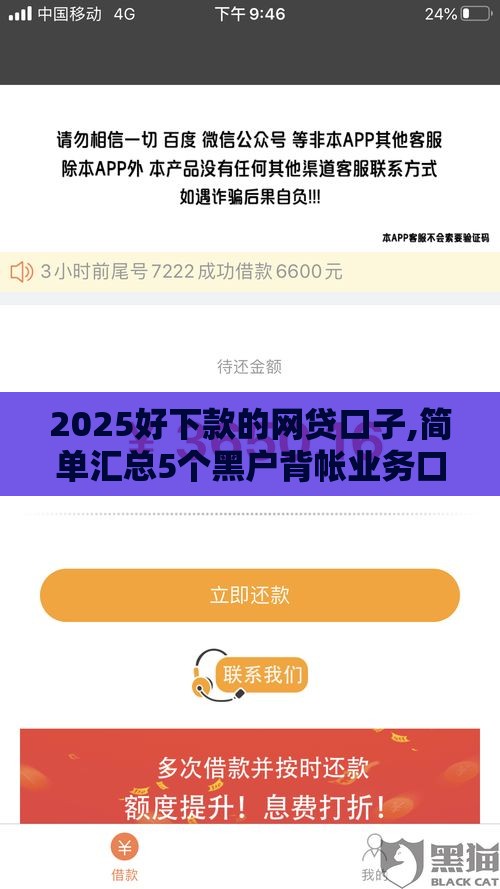 2025好下款的网贷口子,简单汇总5个黑户背帐业务口子