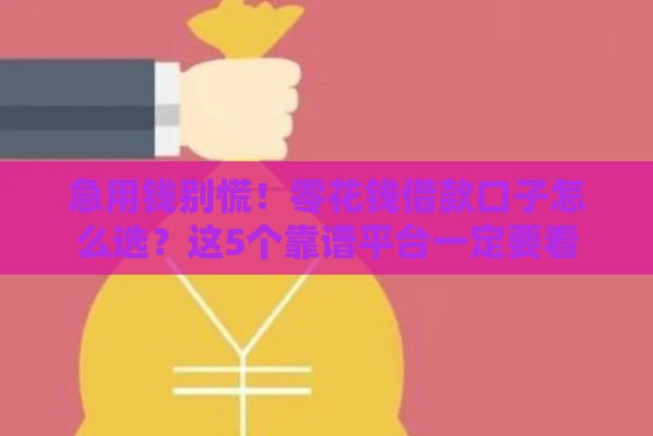 急用钱别慌！零花钱借款口子怎么选？这5个靠谱平台一定要看