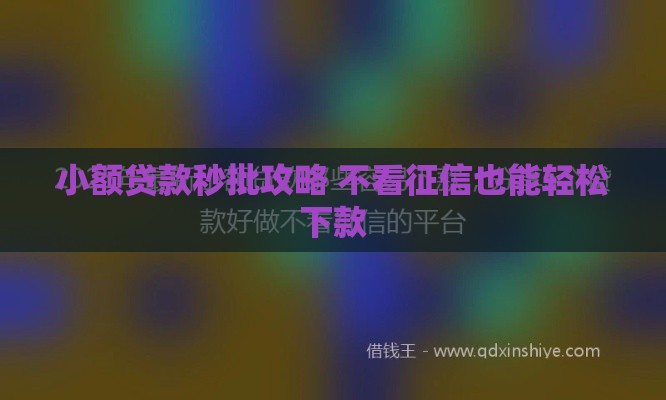 小额贷款秒批攻略 不看征信也能轻松下款