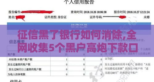 征信黑了银行如何消除,全网收集5个黑户高炮下款口子