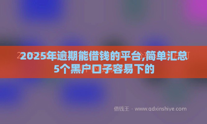 2025年逾期能借钱的平台,简单汇总5个黑户口子容易下的