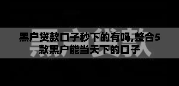黑户贷款口子秒下的有吗,整合5款黑户能当天下的口子