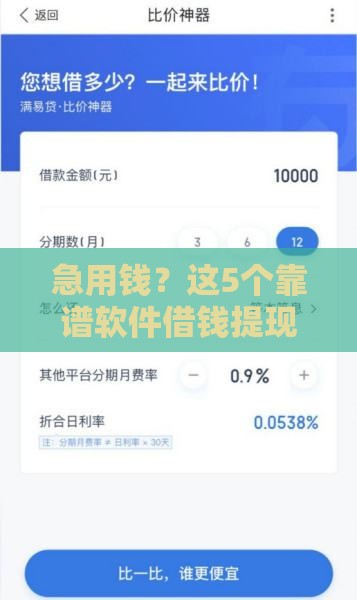 急用钱？这5个靠谱软件借钱提现快，安全又省心！