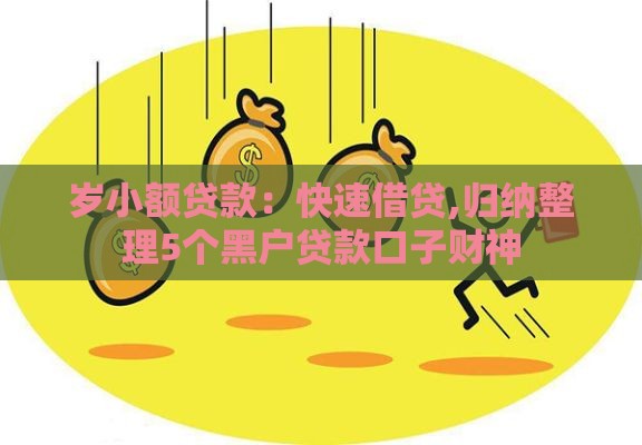 岁小额贷款：快速借贷,归纳整理5个黑户贷款口子财神