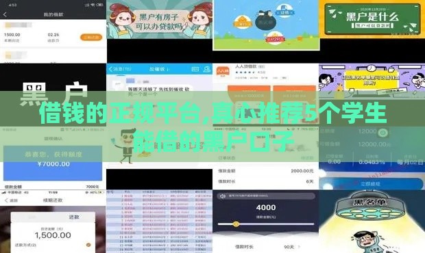 借钱的正规平台,真心推荐5个学生能借的黑户口子