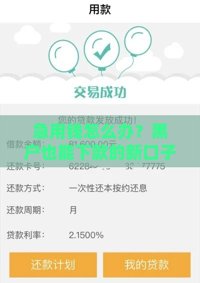 急用钱怎么办？黑户也能下款的新口子有吗？试试这几个！