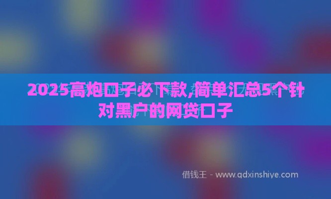 2025高炮口子必下款,简单汇总5个针对黑户的网贷口子