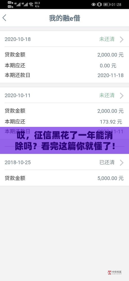 哎，征信黑花了一年能消除吗？看完这篇你就懂了！