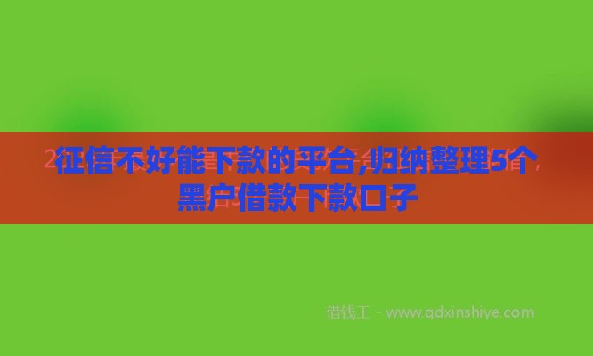 征信不好能下款的平台,归纳整理5个黑户借款下款口子