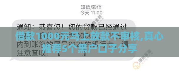 借款1000元马上放款不审核,真心推荐5个黑户口子分享