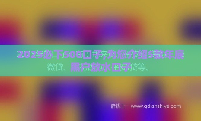 2025必下500口子,为您介绍5款年底黑户放水口子