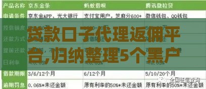 贷款口子代理返佣平台,归纳整理5个黑户分期贷款口子