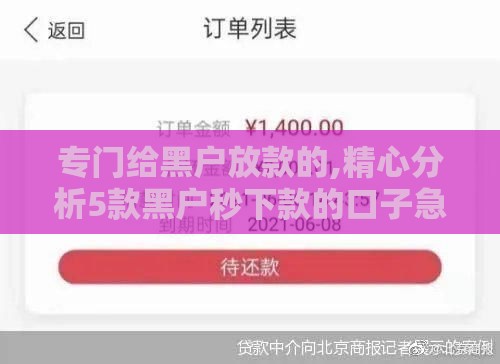 专门给黑户放款的,精心分析5款黑户秒下款的口子急