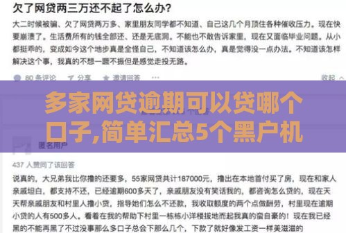 多家网贷逾期可以贷哪个口子,简单汇总5个黑户机审秒过口子
