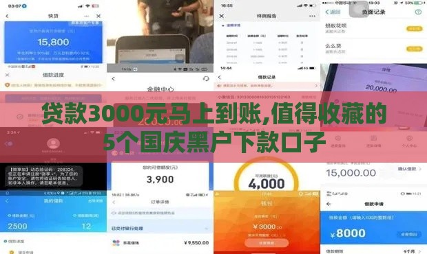 贷款3000元马上到账,值得收藏的5个国庆黑户下款口子